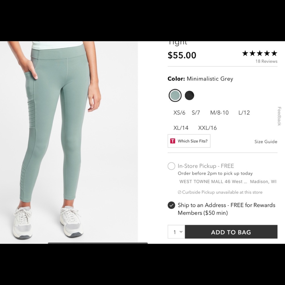 Athleta Girl Moto-vating Tight - charcoal